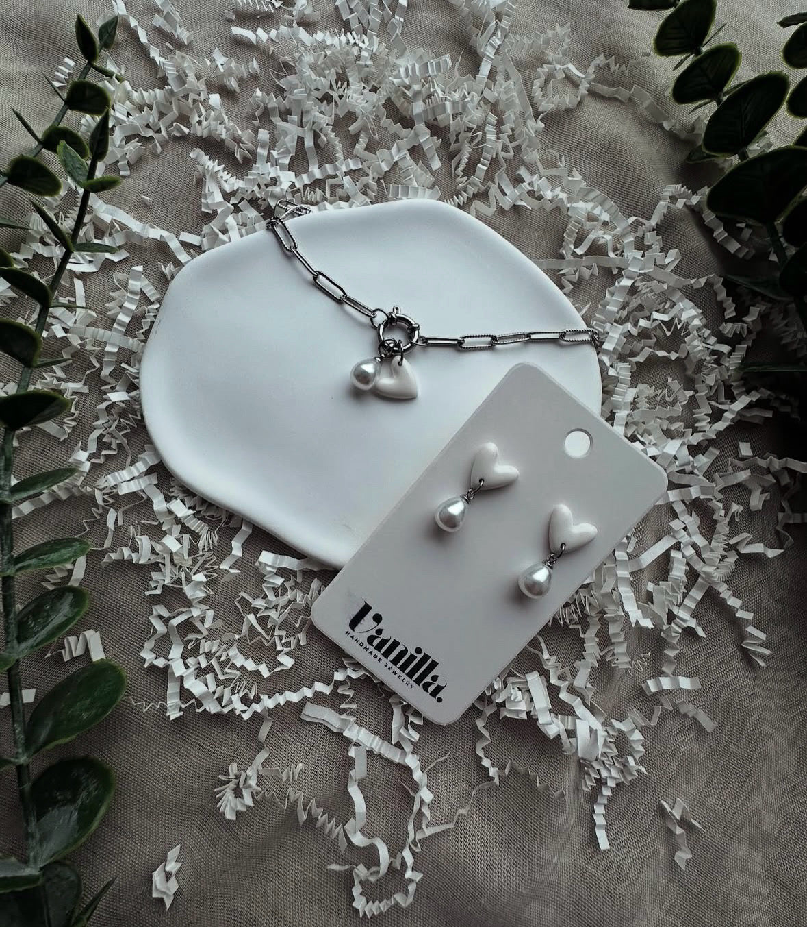 Ensemble de bijoux coeur perlé ✦