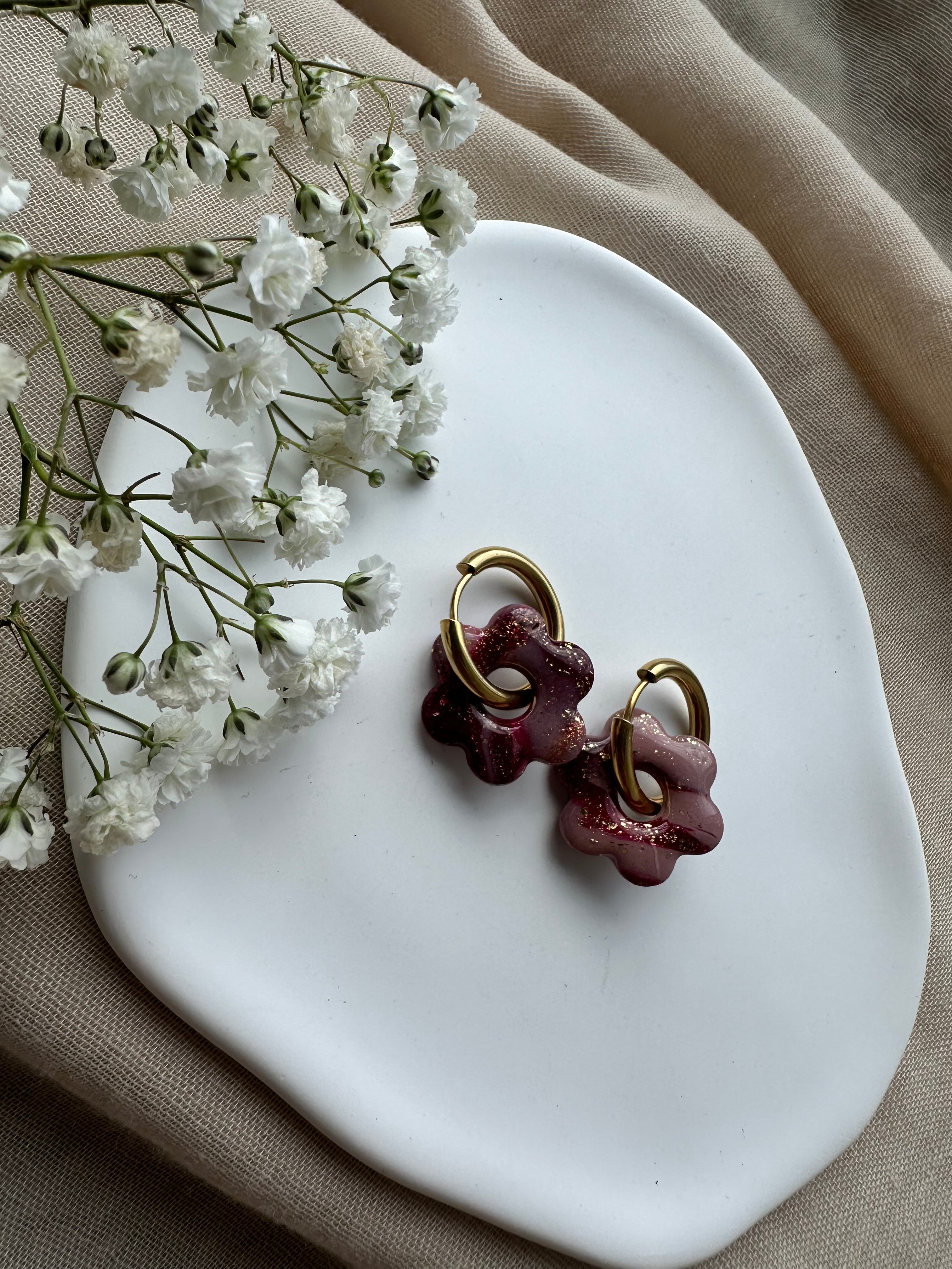 Pampilles prunes marbré rose doré ❀